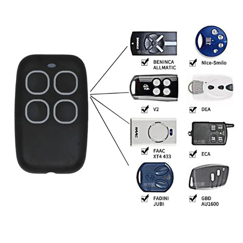 Multifrequency Garage Door Remote Control – 4 Channel Keychain Duplicator for 868, 433, 315, 330, 390 MHz Gates