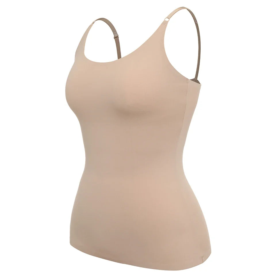 Women’s Seamless Tummy Control Shapewear Cami - Smooth Slimming Compression Tank Top Body Shaper