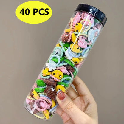 40PCS/10PCS Cute Flower Hair Bands for Girls – Elastic Hair Rings for Kids Birthday Party Headwear