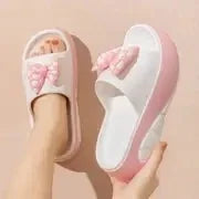 Women’s Bow Slippers – EVA Soft Sole Platform Sandals, Summer Casual Non-Slip Beach Footwear