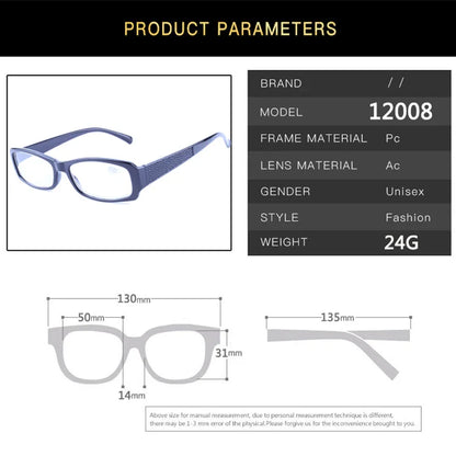 High Power Reading Glasses +400/+450/+500/+550/+600 – Unbreakable Presbyopic Eyewear for Farsighted Users