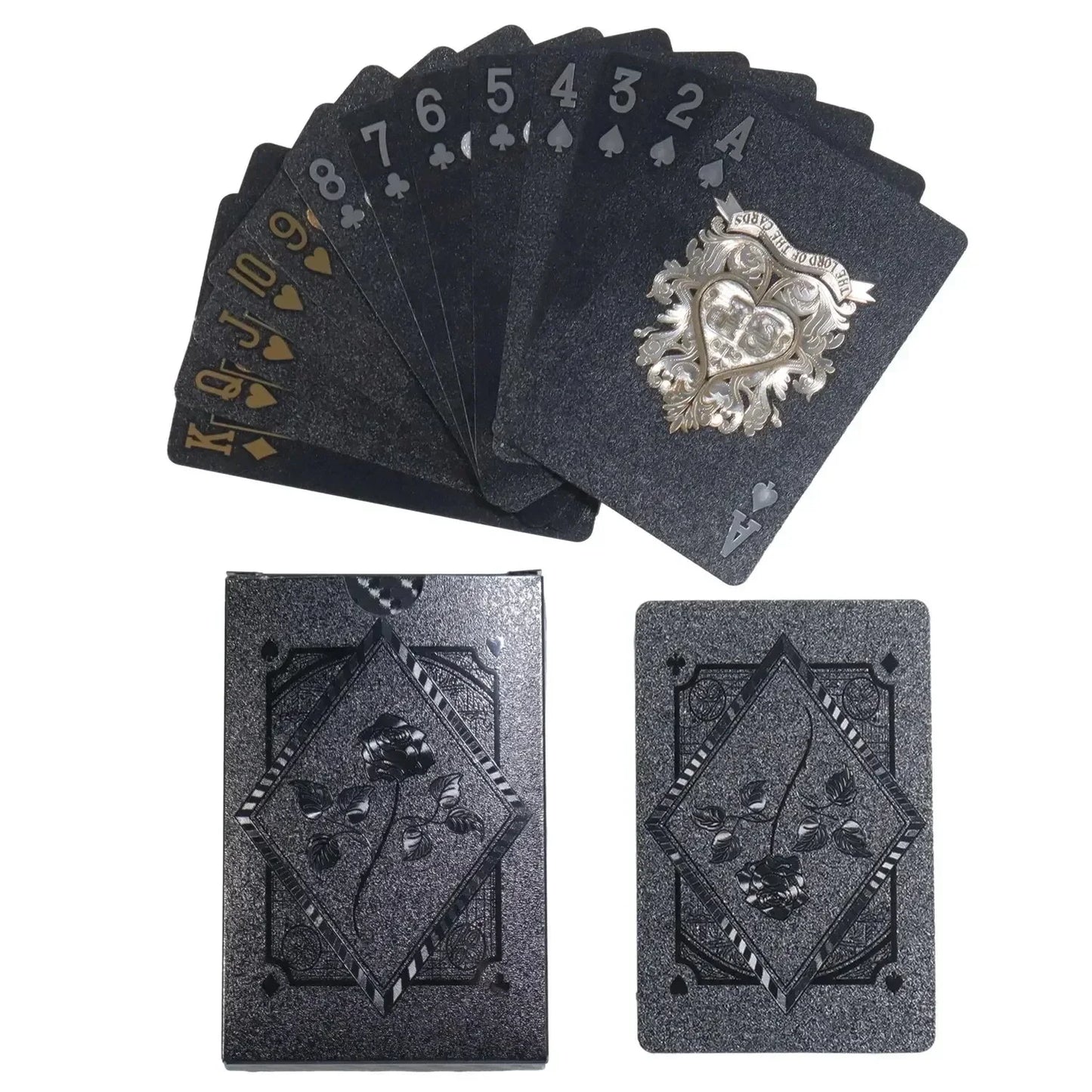 Black Rose Deck Poker — Frosted Waterproof Plastic Playing Cards for Texas Hold’em, Commemorative & Party Game Gift