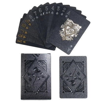 Black Rose Deck Poker — Frosted Waterproof Plastic Playing Cards for Texas Hold’em, Commemorative & Party Game Gift
