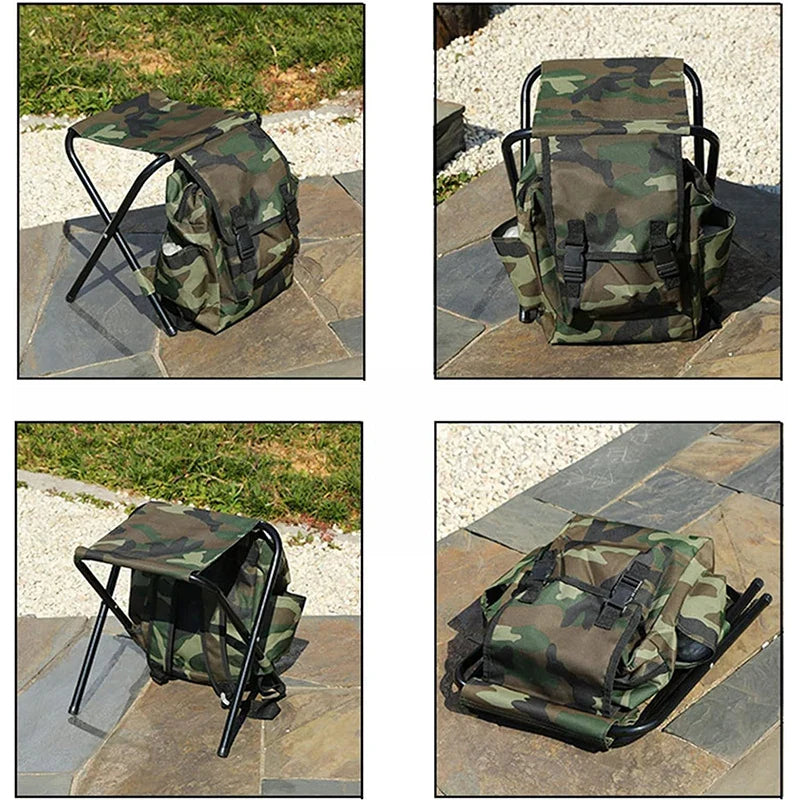 Camping Folding Chair – Lightweight Outdoor Fishing Stool, Portable Tourist Backpack Seat for Nature Hikes