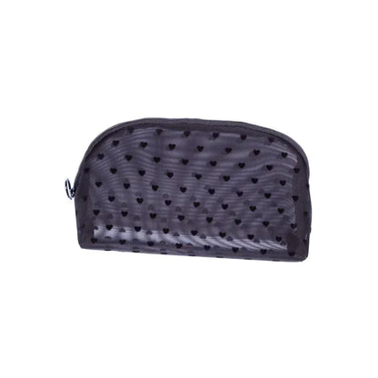 Nylon Mesh Heart-Shaped Cosmetic Bag — Zipper Toiletry & Makeup Organizer Pouch for Women, Multifunctional Lipstick, Key, and Coin Purse
