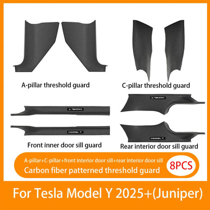 Tesla Model Y Juniper 2025+ Door Threshold Strips – ABS Anti-Scratch & Dirt-Resistant Interior Accessories for Front & Rear Doors