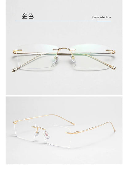Ultra-Light Pure Titanium Rimless Glasses Frame – Anti-Blue Light Optical Frames for Men, Custom Prescription Eyeglasses