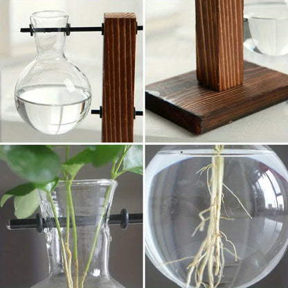 Hydroponic Glass Vase, Vintage Desktop Plant Terrarium Planter, Bulb Water Planting Propagation Vase for Hydroponics Plants