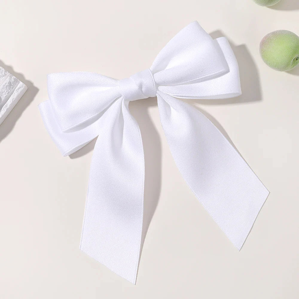 Hot New Fashion Fabric Large Bow Hairpin – Sweet Red & White Bow Hair Clips for Women & Girls, Top Clip, Female Hair Accessories