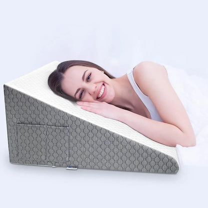 Memory Foam Wedge Pillow: Triangle Elevated Pillow for Sleeping, Acid Reflux, After Surgery - Bedside, Dormitory, Office Use