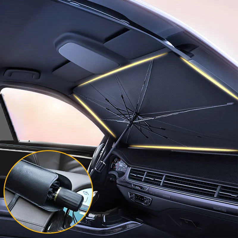 Car Sunshade Umbrella - Summer Sun Protector Parasol for Windshield Interior - Auto Shading Accessory for Windshield Protection
