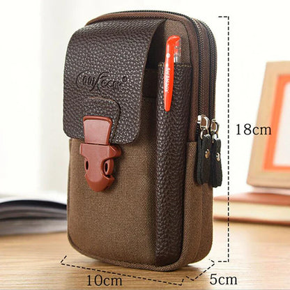2023 Casual Men's Zipper Waist Bag – Solid Color, Small Card Holder, 4 Inch Phone Pack, Belt Fanny Purse