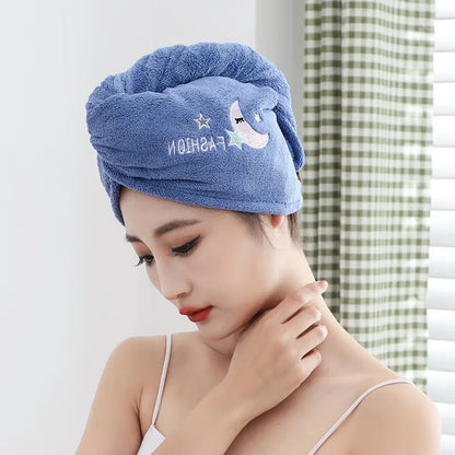 Quick-Drying Microfiber Towel Shower Cap Combo for Women - Soft Bath Hat for Dry Hair, Lady Turban Head Wrap