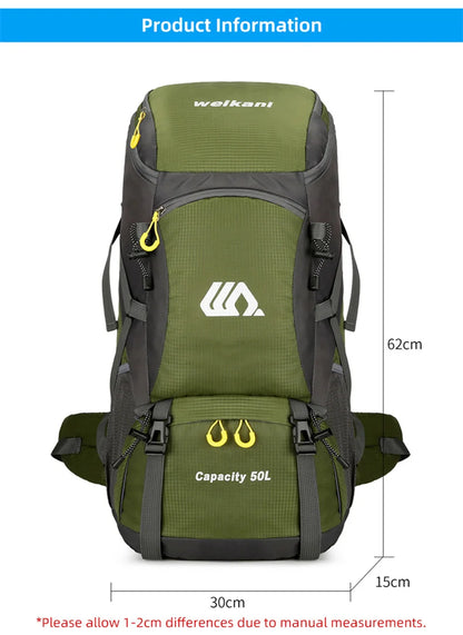 50L Travel Backpack for Men — Large Waterproof Hiking, Camping & Mountaineering Rucksack, Outdoor Sports Luggage Bag