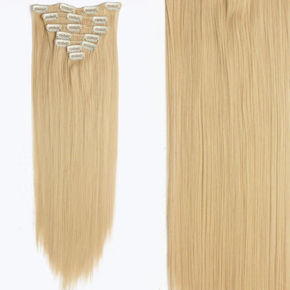Women’s 7Pcs Hair Extensions with 16 Clips – Natural Black Straight Ombre Hairpiece