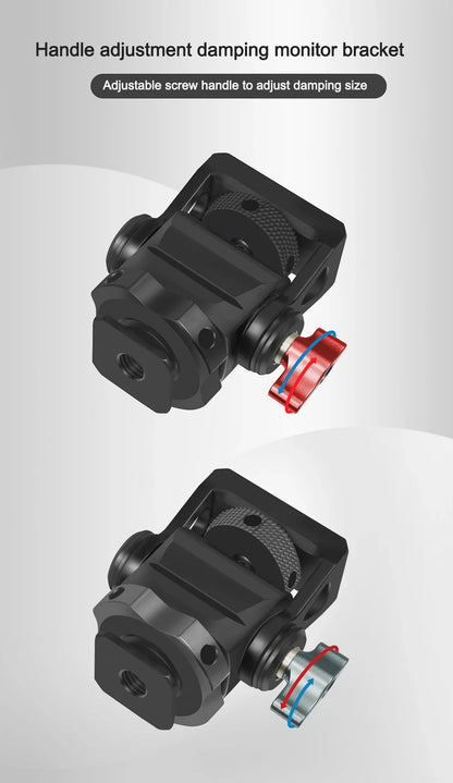 Mini Monitor Mount Holder – Swivel & Tilt Tripod Head with Cold Shoe Adapter for Flash, Microphone, and Fill Light