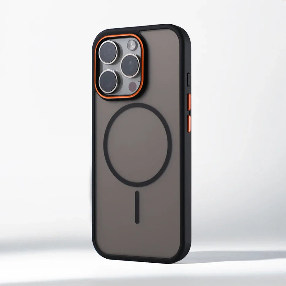 Luxury Matte Translucent MagSafe Case — Shockproof Wireless Charging Cover for iPhone 12–17 Pro/Max/Plus