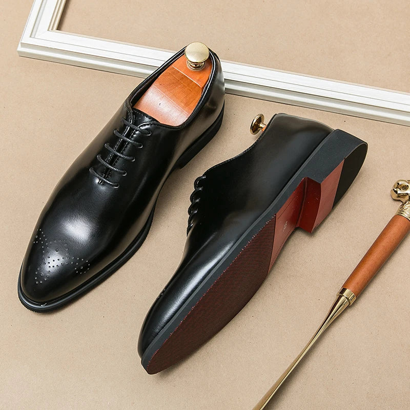 Luxury Men’s Leather Oxford Dress Shoes – High-Quality Gentleman Wedding & Office Shoes 2024