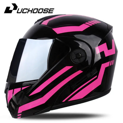 New Full Face Motorcycle Helmet – Racing Helmet with Double Sun Visor & Flip-Up Double Lens for Men & Women, DOT Certified