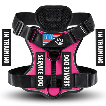 Reflective Service Dog Harness Vest with 5 Patches – Adjustable Soft Oxford Mesh Pet Harness
