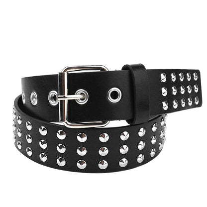 Punk Girl Bullet Rivet Belt — Goth-Inspired Leather Waistband, Fashionable Statement Accessory