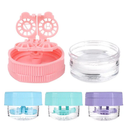 Portable Rotatable Contact Lens Cleaner Case – Manual Cleaning & Storage Container, Plastic Eyewear Accessories Holder for Travel