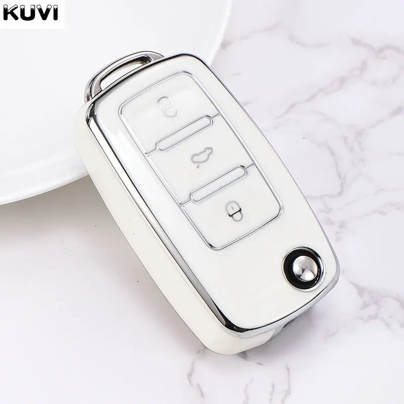 TPU Flip Key Case Cover for Volkswagen VW & Skoda/Seat Models – Protective Car Key Shell