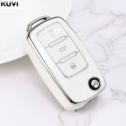 TPU Flip Key Case Cover for Volkswagen VW & Skoda/Seat Models – Protective Car Key Shell