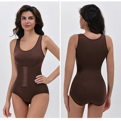 Bodysuit Shapewear – Double Breasted Tummy Control Body Shaper, Postpartum Slimming Waist Trainer & Comfort Corset for Flat Belly