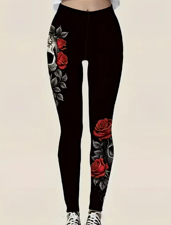 Women's Halloween Skeleton 3D Print Leggings - Stretchy Workout Yoga Pants, Slim Fit Fashion Tights
