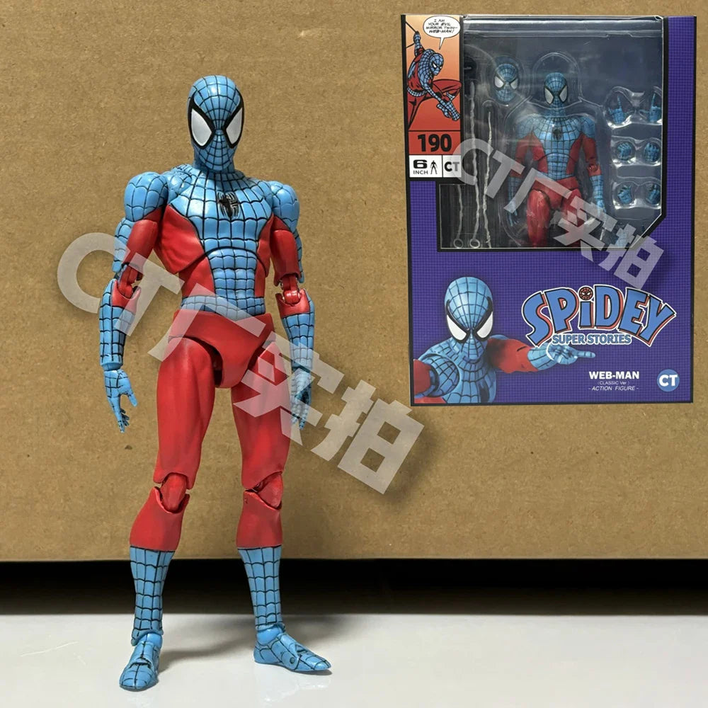 CT Toys Spider-Man Action Figure — Mafex 190 Web Man, SHF 185 Spider & Miles Morales 2099 Anime Model Toy