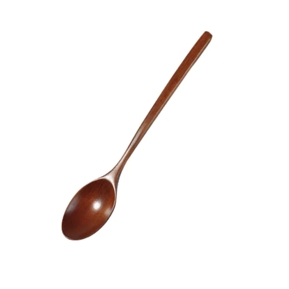 2PCS Wooden Spoons – Kitchen Tableware for Cooking, Soup, Tea, Coffee, Honey, and Catering Utensils