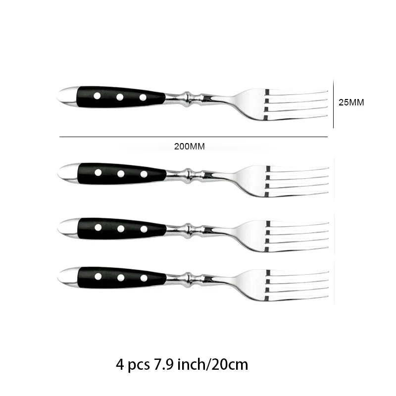 Classic Elegant Stainless Steel Cutlery Set – Fork, Spoon, Knife & Teaspoon Full Dining Steak Dinnerware Collection