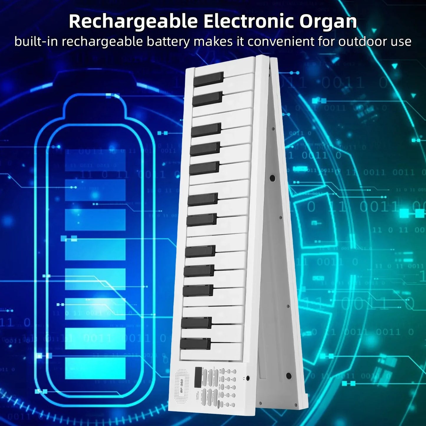 61 Key Foldable Electronic Piano Keyboard, Multifunctional with LED Display & Built-in Battery, Digital Piano