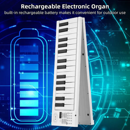 61 Key Foldable Electronic Piano Keyboard, Multifunctional with LED Display & Built-in Battery, Digital Piano