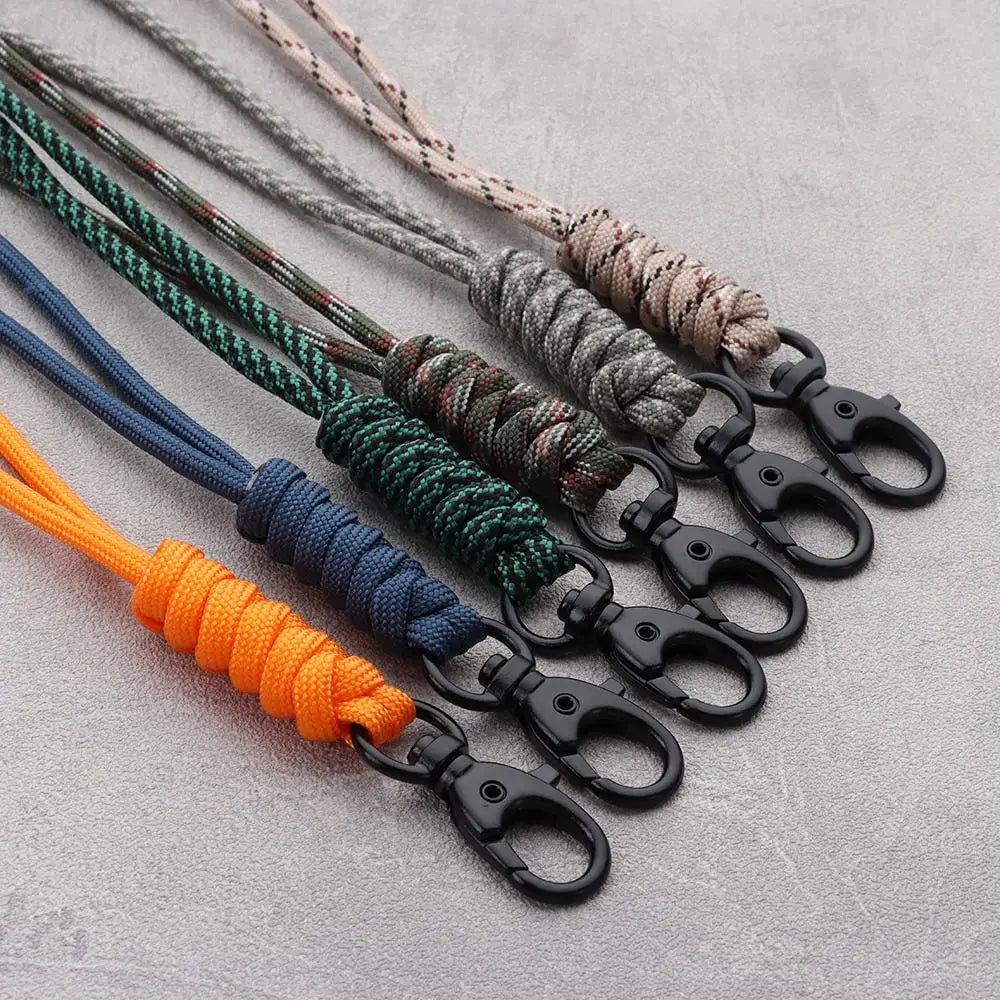 Paracord Keychain Lanyard: Rotatable Buckle, High Strength Parachute Cord for Emergency Survival - Backpack Key Ring Neck Hanging Rope