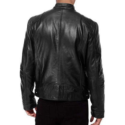 2024 Men’s Motorcycle Leather Jacket – Casual Slim Fit PU Coat with Lapel, Anti-Wind Motorcycle Outerwear for Autumn