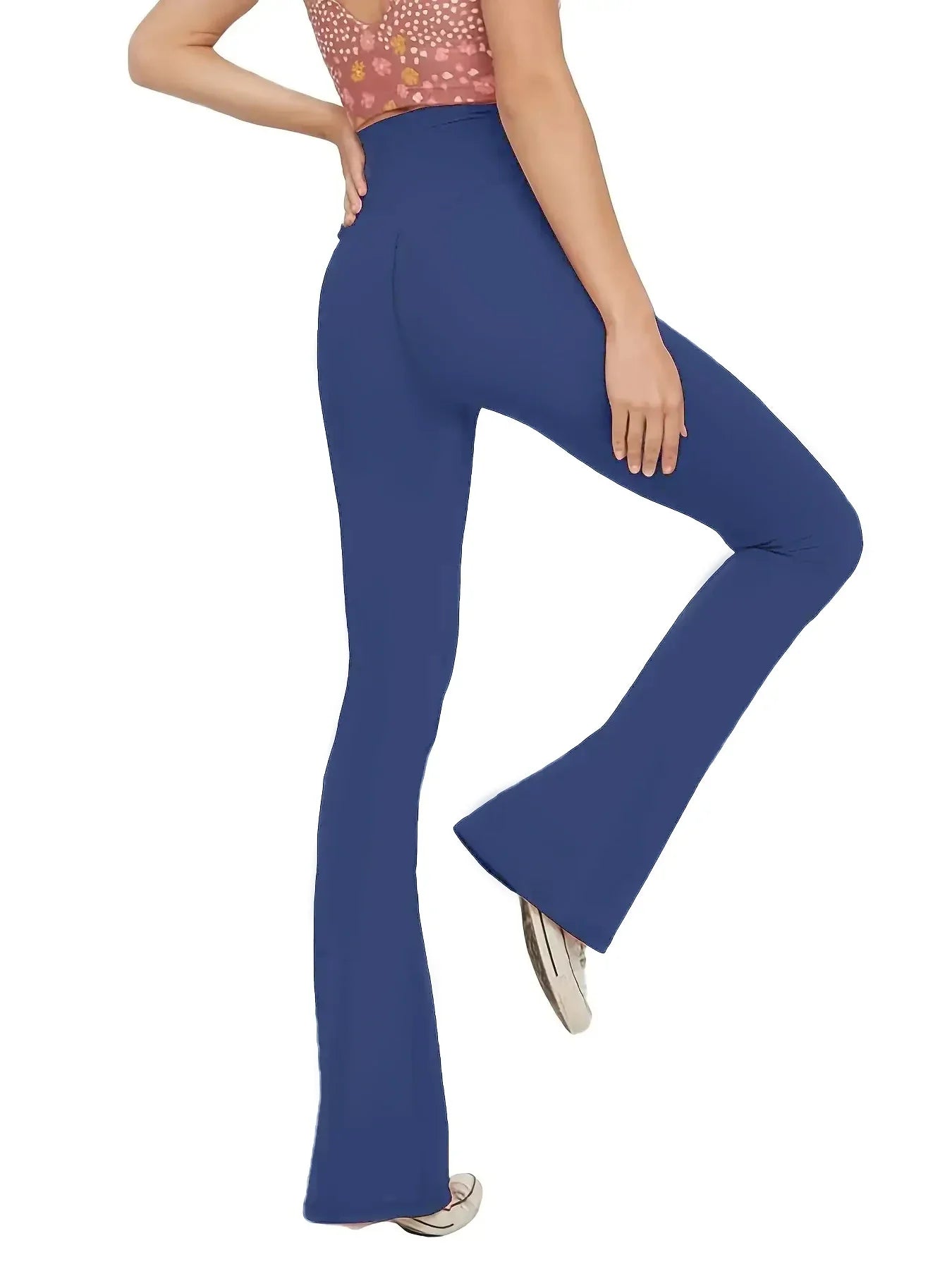 Flared Leggings: Crossover Women's Yoga Pants with High Waist Tummy Control - Stylish Wide Leg Design