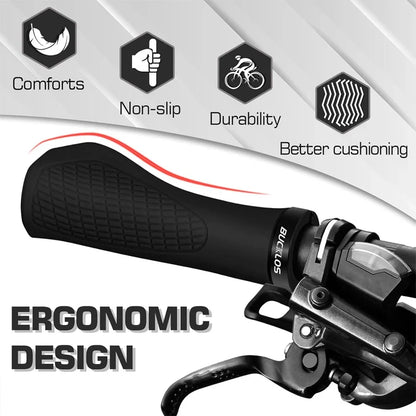 BUCKLOS Ergonomic MTB Handlebar Grips — Comfortable Soft Rubber Lock-On Bicycle Grips for Mountain Bikes