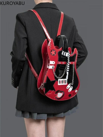 PU Harajuku Guitar Backpack – Cute Y2K Style Mochilas Mujer, Chic Shoulder & Crossbody Bag