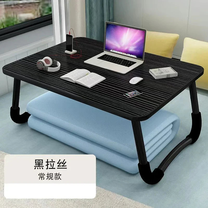 Foldable Laptop Desk for Bed & Sofa – Portable Lap Table with Cup, Book Holder, Drawer, and USB Slot