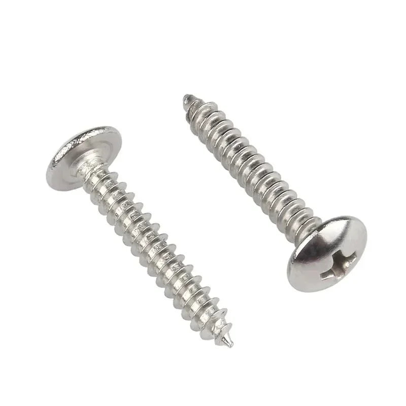 50/20/10pcs M3-M6 Stainless Steel Self-Tapping Screws – Cross Recessed Truss Head for Wood