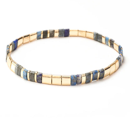 ZMZY Stone Tila Beads Elastic Bracelet for Women – 2025 Fashion Colorful Rainbow Miyuki Tile Bead Jewelry Gift Bracelet
