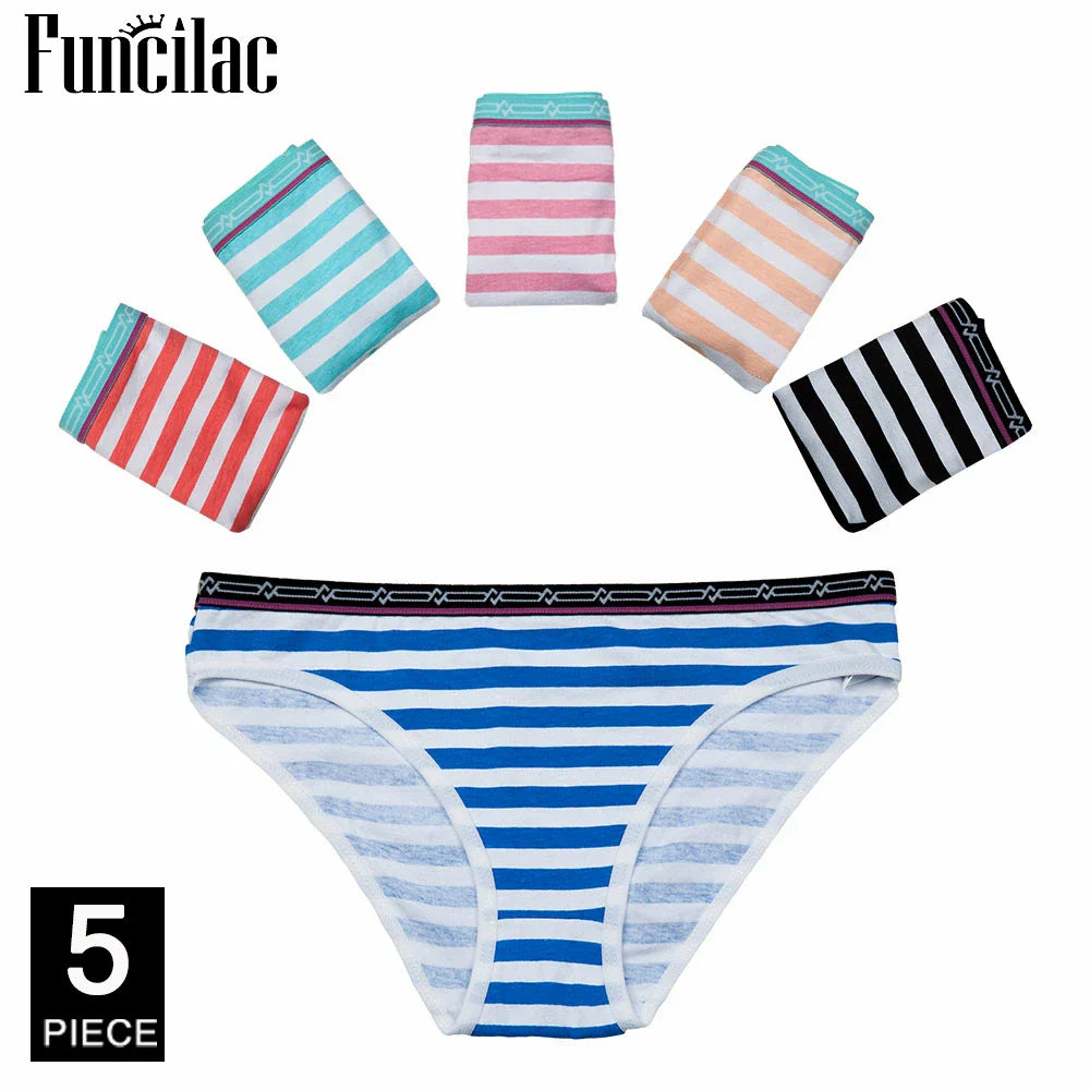 5-Pcs Women’s Cotton Panties Set – Sexy Bikini Briefs for Girls & Ladies, Free Shipping