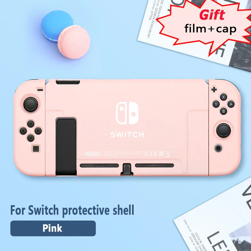 Protective Case & Film for Nintendo Switch – Rocker Cap Handle, Hard Base Cover with Skin-Friendly Gradient Design