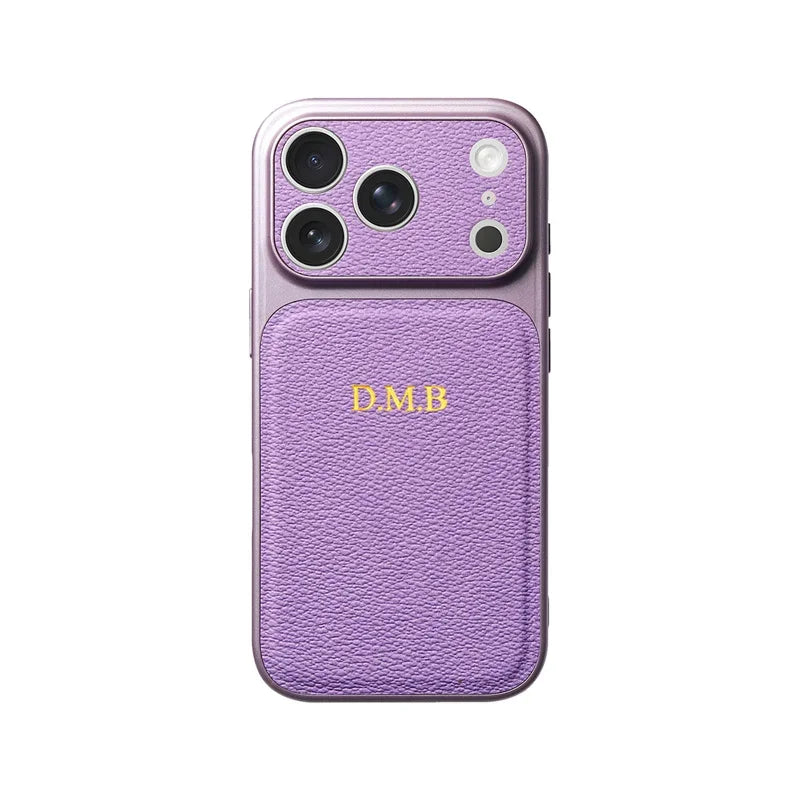 Personalized Initial Leather iPhone Case - Luxury Gold & Silver Monogram Cover with Lens Protection for iPhone 13–17 Series