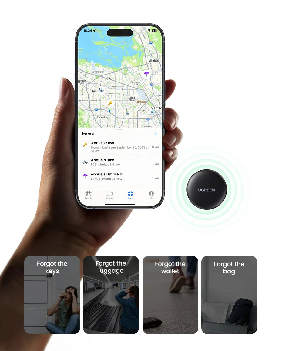 UGREEN SmartTrack Link — Security Smart Tag Bluetooth GPS Tracker for Apple Find My, Earbuds, Luggage MFi Finder iOS
