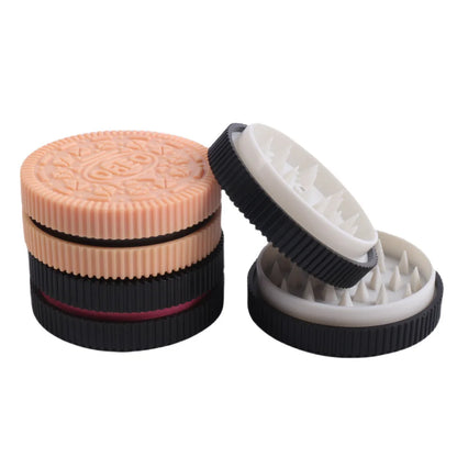 60mm Plastic Herb Grinder – Cookie Biscuit Design Tobacco & Spice Crusher for Smoking