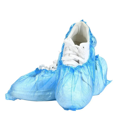 100pcs Disposable Waterproof Boot Covers – Non-Slip, Plastic Overshoes for Rain & Mud Protection