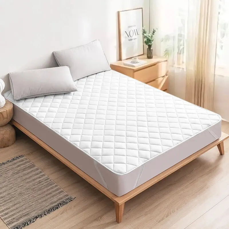 Ultrasonic Washable Mattress Protector — Elastic Band Bed Cover Pad for Full Protection